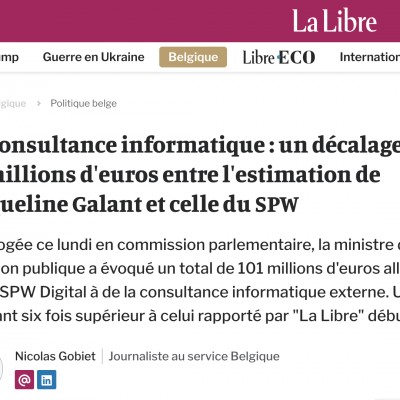 Consultance informatique : un décalage de 84 millions d'euros entre l'estimation de la ministre et celle du SPW