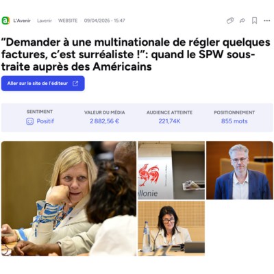 "Demander à une multinationale de régler quelques factures, c'est surréaliste !": quand le SPW sous-traite auprès des Américains