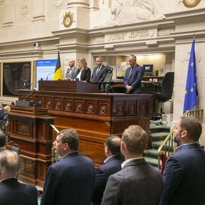 Eerbetoon aan de slachtoffers van het ongeluk in Strépy-Bracquegnies
