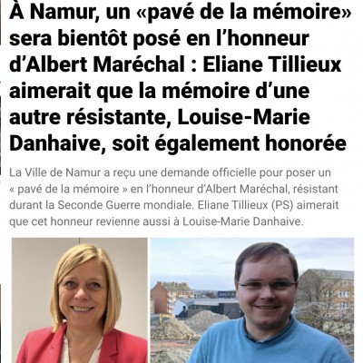 Eliane Tillieux aimerait que la mémoire de la résistante Louise-Marie Danhaive soit honorée