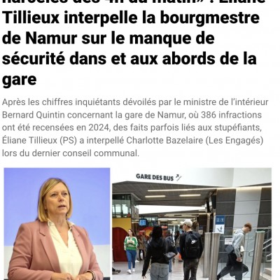 Éliane Tillieux interpelle la bourgmestre de Namur sur le manque de sécurité dans et aux abords de la gare