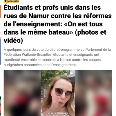 Étudiants et profs unis dans les rues de Namur contre les réformes de l’enseignement