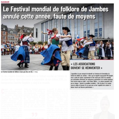 Le Festival mondial de folklore de Jambes annulé cette année, faute de moyens