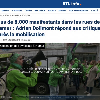 Plus de 8.000 manifestants dans les rues de Namur