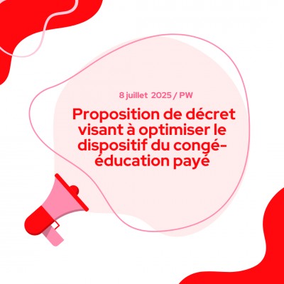 Proposition de décret visant à optimiser le dispositif du congé-éducation payé