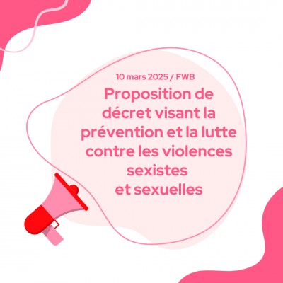 Proposition de décret visant la prévention et la lutte contre les violences sexistes et sexuelles