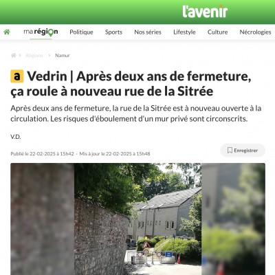 Vedrin | Après deux ans de fermeture, ça roule à nouveau rue de la Sitrée